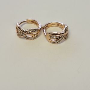18k gold plated hoops with rhinestones